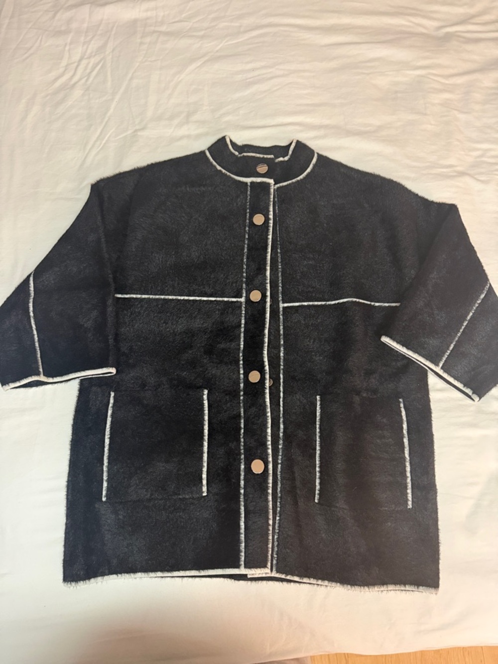 Cyrus Black Teddy Jacket with White Piping